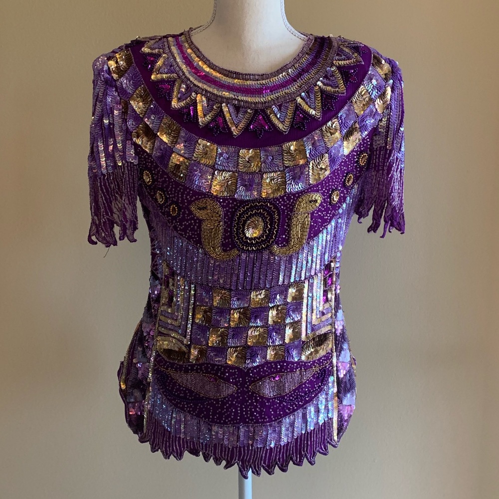Vintage Beaded Violet Kraftsman Blouse